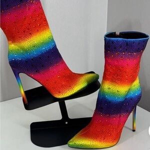 Akira Rhinestone Rainbow Boots 🌈